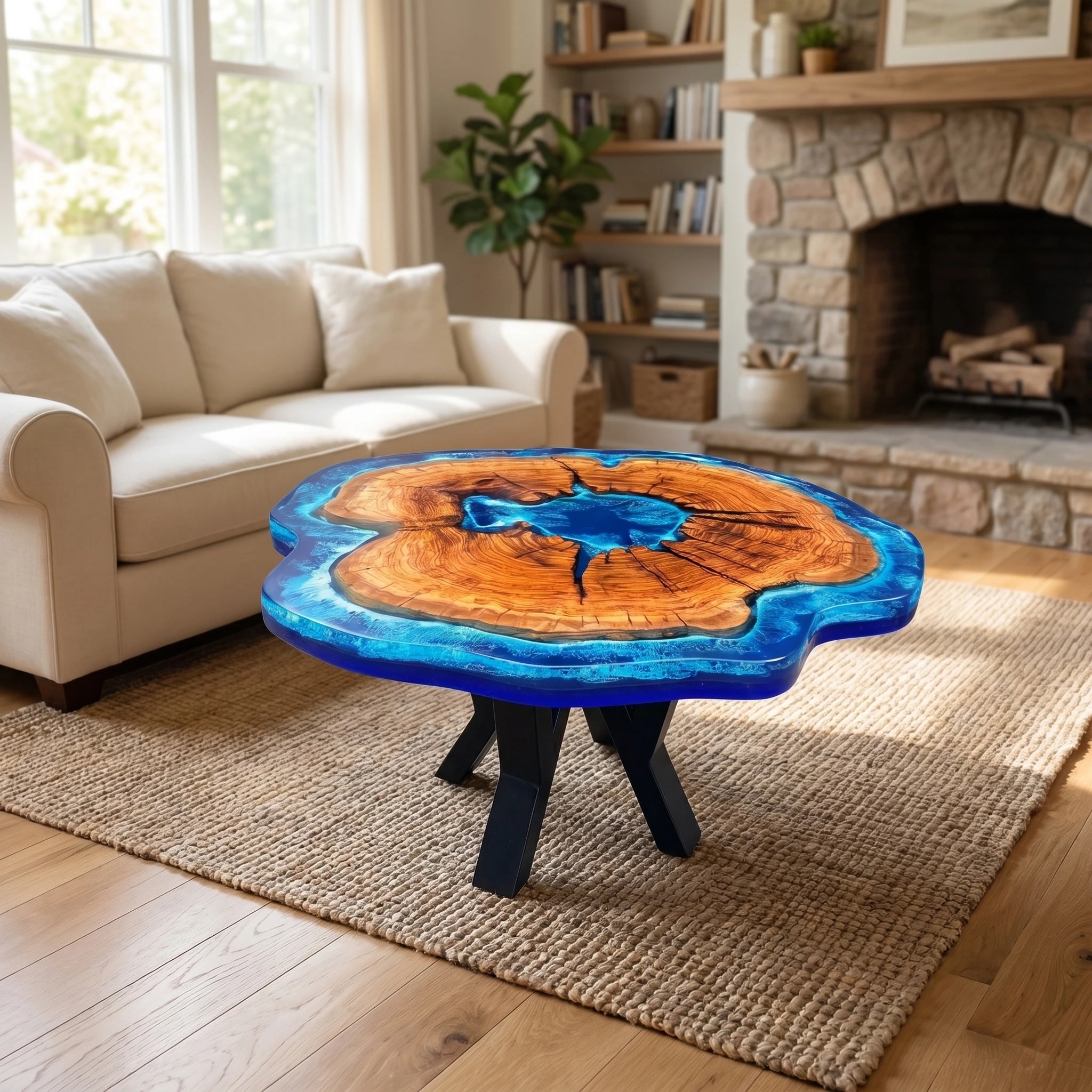 Coffee table with a unique design in a living room setting